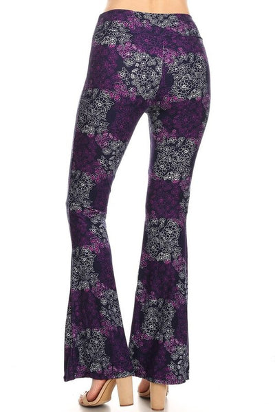 Purple Floral Flare Pants