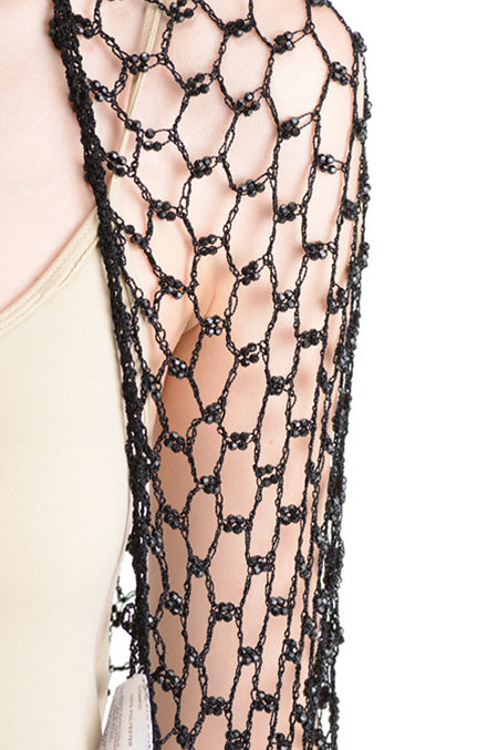 Black Beaded Fishnet Siren Shawl – Le Noir Bazaar
