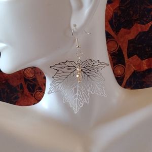 Silver Filigree Maple Leaf Earrings