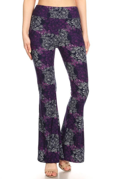 Purple Floral Flare Pants