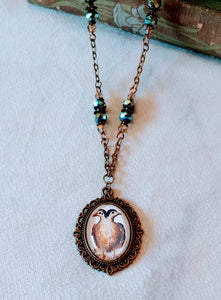 Two Headed Birdie Cameo Necklace
