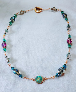 Handmade Mermaid Scale Necklace - Peacock Blue