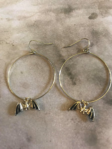 Golden Bat Hoop Earrings