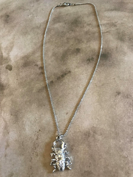 Crystal Horned Beetle Necklace