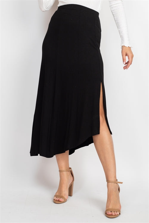 Black Asymetrical Jersey Skirt