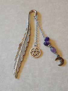 Feather and Moon Amethyst Bookmark