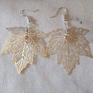 Silver Filigree Maple Leaf Earrings